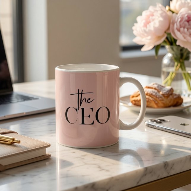 Modern Minimal Personalised CEO Pink Coffee Mug (Creator Uploaded)