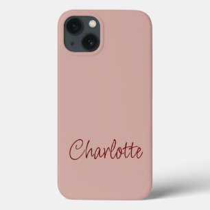 Modern Minimal Personalised Name Dusty Pink iPhone 13 Case