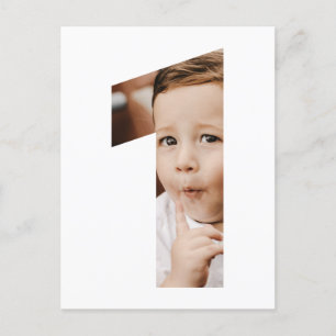Modern Minimal Photo 1st One Invitation Postcard