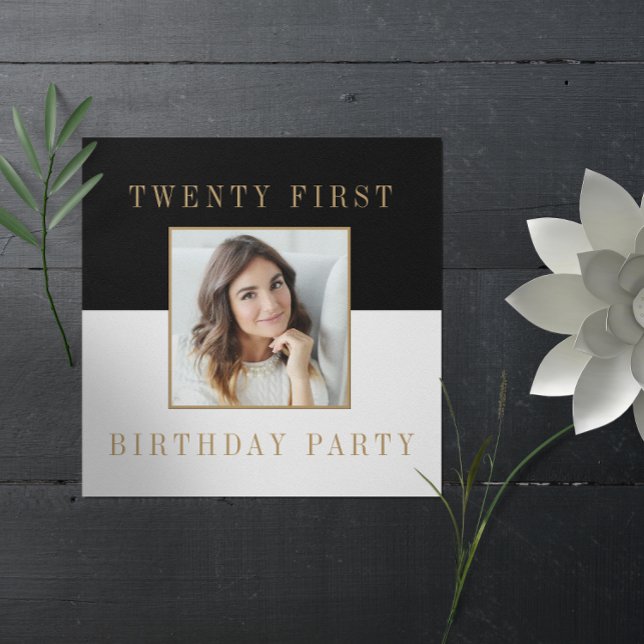 Modern minimal photo 21st birthday  invitation (Creator Uploaded)
