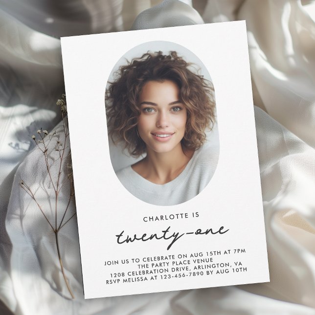 Modern Minimal Photo 21st Birthday Invitation (Creator Uploaded)