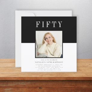 Modern minimal photo 50th birthday  invitation