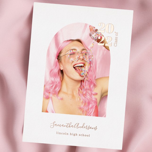 Modern Minimal Photo Arch Graduate Rose Gold Foil  (Creator Uploaded)