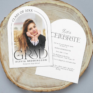 Modern Minimal Photo Arch Graduation Party Invitation