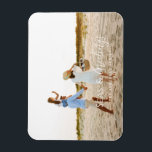 Modern minimal photo beach Christmas Holiday Card Magnet<br><div class="desc">stylish christmas card design featuring trendy mix of bold and script font,  space for your chosen photo on front with beach and sea graphic on reverse</div>