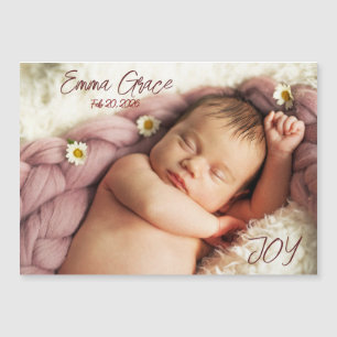 Modern Minimal Photo Birth Announcement Magnet