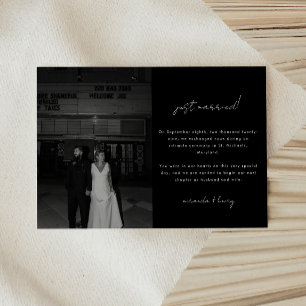 Modern Minimal Photo Black Wedding Elopement Announcement