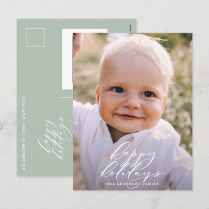 Modern minimal photo Christmas elegant holiday Postcard