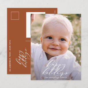 Modern minimal photo Christmas elegant holiday Postcard