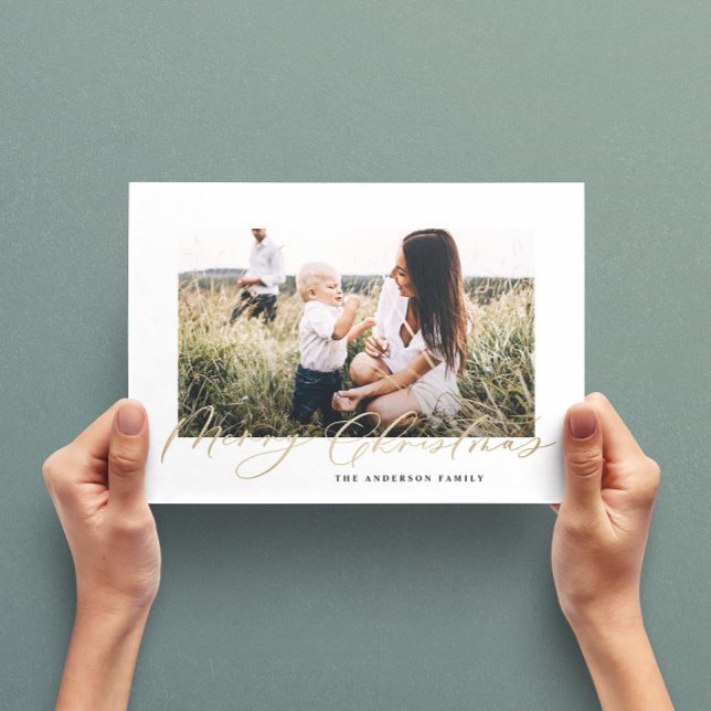 Modern minimal photo Christmas elegant script Holiday Card (Creator Uploaded)