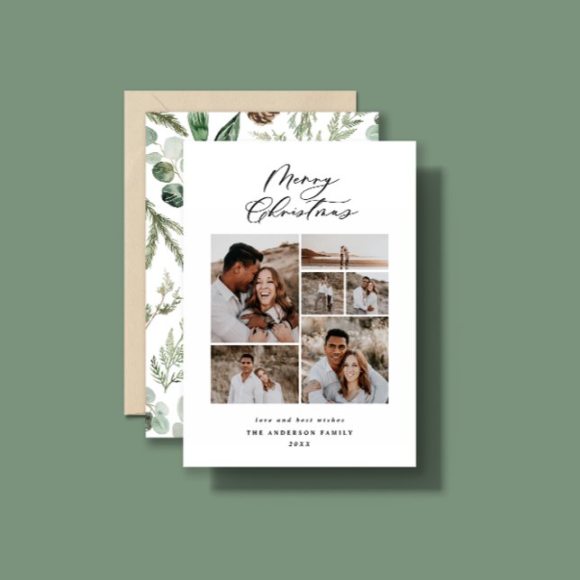 Modern minimal photo Christmas elegant script Holiday Card (Creator Uploaded)