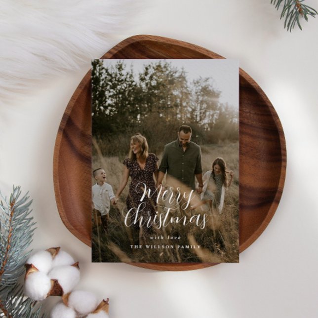Modern minimal photo Christmas elegant script Holiday Card (Creator Uploaded)