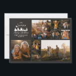 Modern minimal photo collage Christmas elegant Holiday Card<br><div class="desc">Modern minimal script holiday photo collage black and white Christmas card. Traditional Father Christmas Santa and sleigh shilouette design.</div>