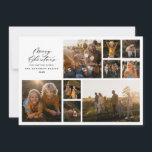 Modern minimal photo collage Christmas elegant Holiday Card<br><div class="desc">Modern minimal foliage script holiday photo collage Christmas card. Hand painted eucalyptus,  minimal foliage and modern rustic rattan wreath give this holiday card a luxurious feel. In classy greens,  browns and greys.</div>