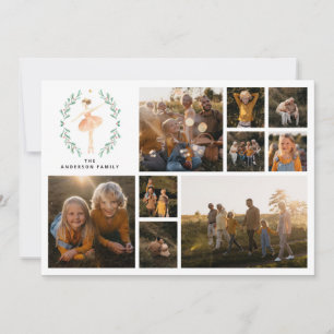 Modern minimal photo collage Christmas elegant Holiday Card