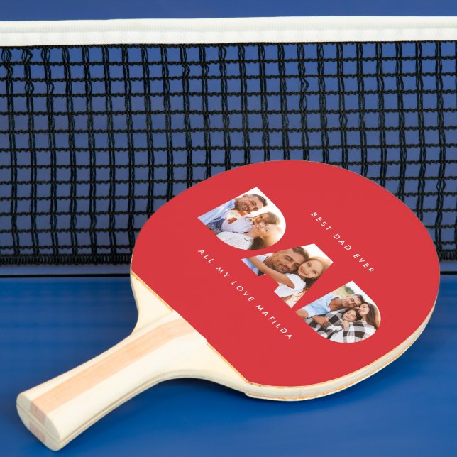 Modern Minimal Photo Collage Dad birthday gift Ping Pong Paddle (Insitu)