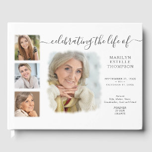 Modern Minimal Photo Collage Memorial Guest Book