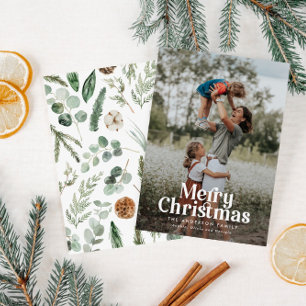 Modern minimal photo elegant bold typography holiday card