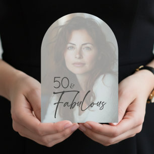 Modern Minimal Photo Fifty & Fabulous Birthday Invitation