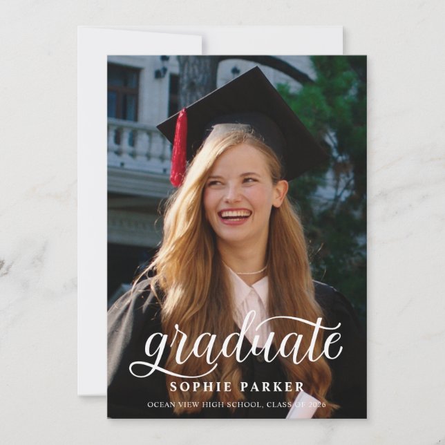 Modern Minimal Photo Graduation Announcement (Front)