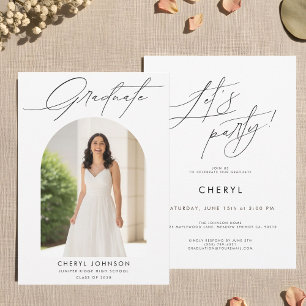 Modern Minimal Photo Graduation Party Invitation