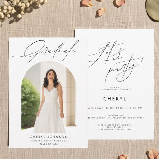 Modern Minimal Photo Graduation Party Invitation