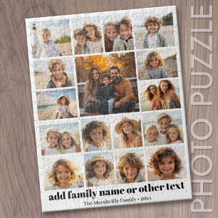 Modern, Minimal Photo Grid with 17 Photos - White Jigsaw Puzzle