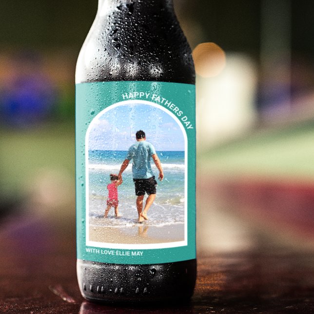 Modern Minimal Photo | Happy Fathers Day Holiday Beer Bottle Label (Creator Uploaded)