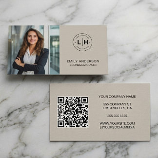 Modern Minimal Photo Logo QR Business Card
