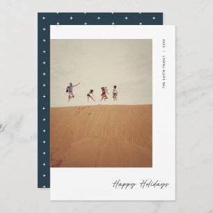 Modern Minimal Photo Navy Christmas Holiday Card