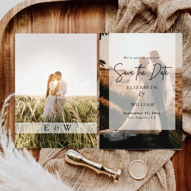 Modern Minimal Photo Overlay Wedding Save the Date Invitation (Creator Uploaded)