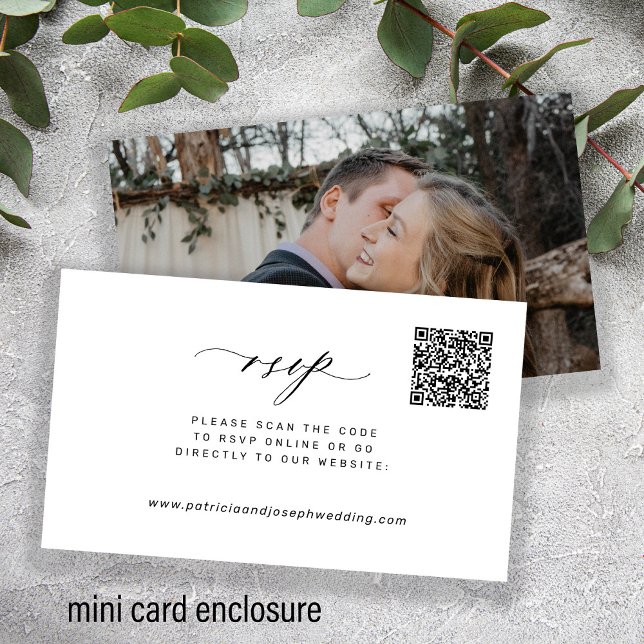 Modern minimal photo QR code wedding RSVP Enclosure Card (Creator Uploaded)