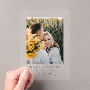 Modern Minimal Photo Save the Date Acrylic Invitations