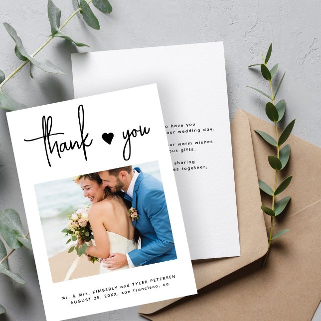 Modern minimal photo simple wedding thank you card (Creator Uploaded)
