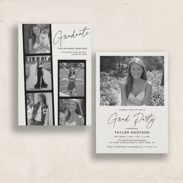 Modern Minimal Photo Strip | Graduation Party Invitation (Creator Uploaded)