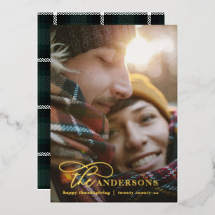 Modern minimal photo tartan green elegant script