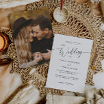 Modern Minimal Photo Wedding Invitation<br><div class="desc">Minimal wedding invitation template card featuring modern script text. Customise this invite by adding your own wedding information. Perfect for any season wedding. You can add your engagement photo on the back.</div>