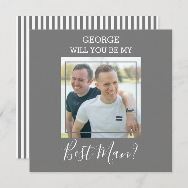 Modern Minimal Photo | Will You Be My Best Man? Invitation (Front/Back)