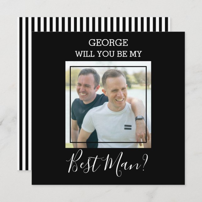 Modern Minimal Photo | Will You Be My Best Man? Invitation (Front/Back)