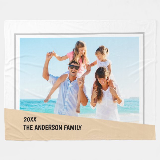 Modern Minimal Photo with Diagonal Colour Block Fleece Blanket (Front (Horizontal))