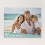 Modern Minimal Photo with Diagonal Colour Block Jigsaw Puzzle<br><div class="desc">Use a horizontal or landscape photo and make a unique and trendy photo puzzle. This modern minimal design includes a diagonal colour block with text to add any names and text. If you need to move anything around,  click on the customise button to make changes.</div>