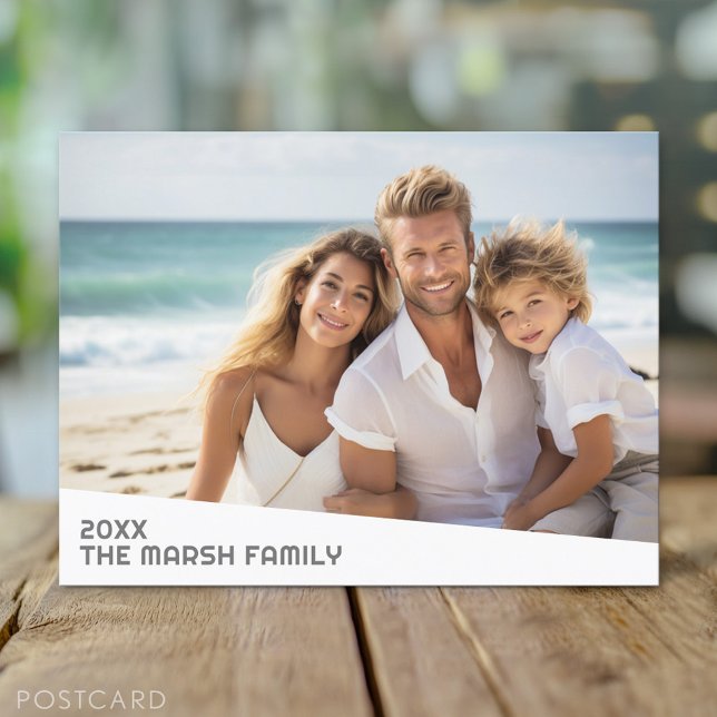 Modern Minimal Photo with Diagonal Colour Block Postcard (Custom Personalized Photo Collage Postcard)