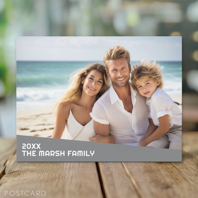Modern Minimal Photo with Diagonal Colour Block Postcard (Custom Photo Postcard)