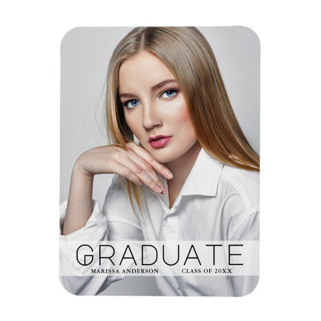 Modern Minimal Photo Wt Graduate Announcement Magnet (Vertical)