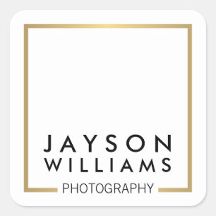 Modern Minimal Photographer Gold Square Logo I Sticker