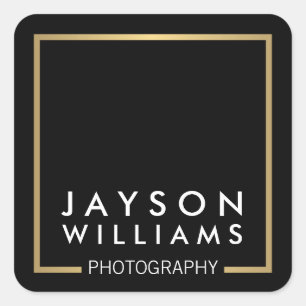 Modern Minimal Photographer Gold Square Logo II Sticker