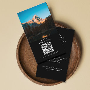 Modern Minimal Photographer QR Code Social Media  Business Card