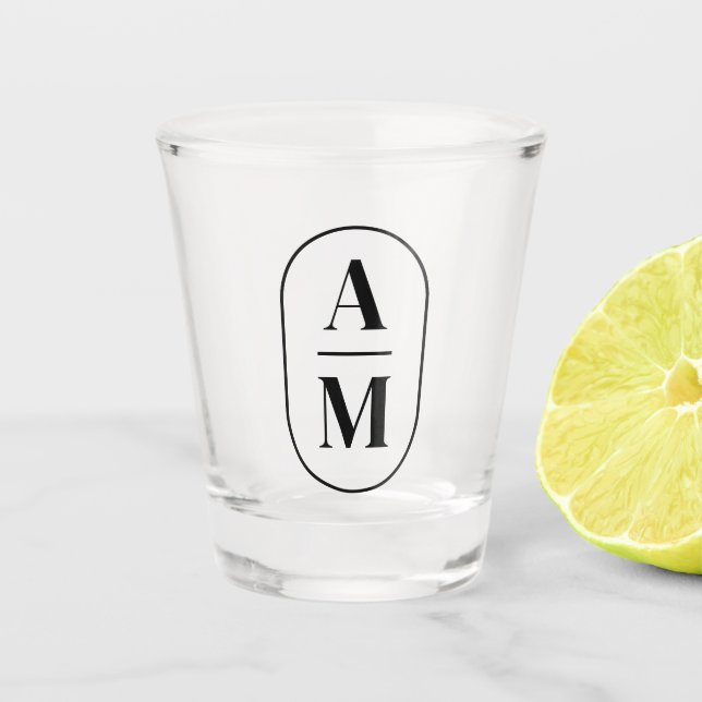 Modern Minimal Pill Monogram - Black Shot Glass (Front)
