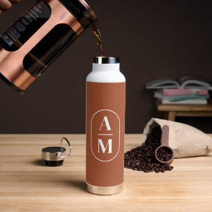 Modern Minimal Pill Monogram - Terra Cotta Water Bottle