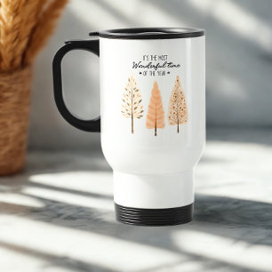 Modern Minimal Pine Tree Hygge Style Holiday Travel Mug